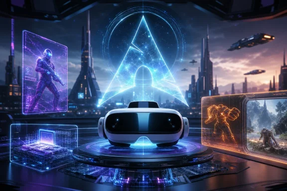 Futuristic VR headset with holographic AI shield and cyberpunk city interfaces. Futuristic VR headset with holographic AI shield and cyberpunk city interfaces.