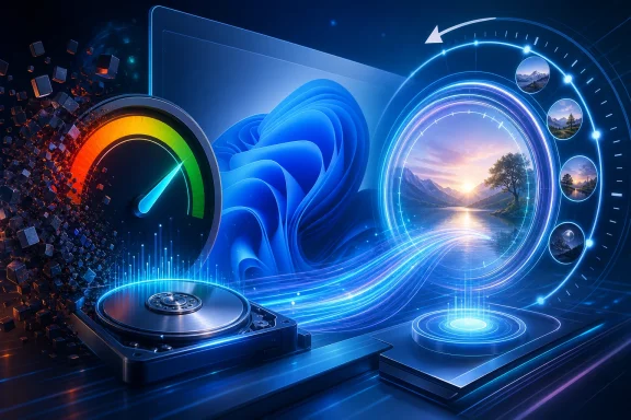 Futuristic digital audio wave and gauge with neon blue interfaces and landscape photo display.