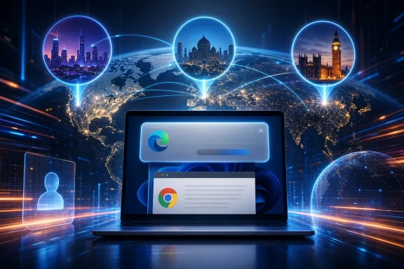 Futuristic laptop network with glowing city icons and global data connections across a world map. Futuristic laptop network with glowing city icons and global data connections across a world map.