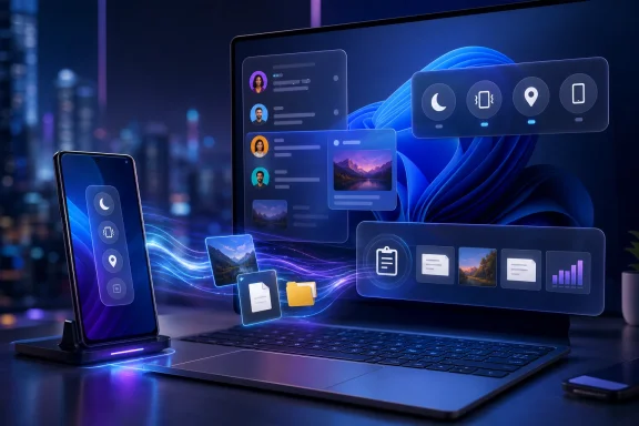 Futuristic laptop and phone display blue UI icons with glowing cloud and document thumbnails. Futuristic laptop and phone display blue UI icons with glowing cloud and document thumbnails.