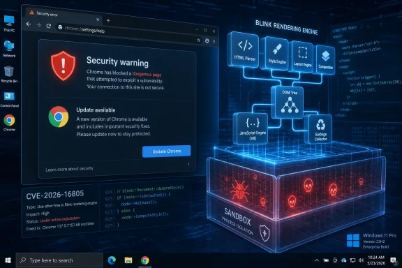 windowsforum-cve-2026-16805-update-chrome-to-fix-high-severity-blink-flaw.webp