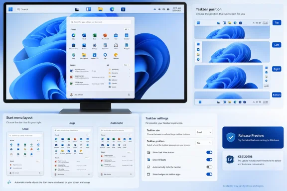 Thread 'KB5120998 Adds Movable Taskbar in Windows 11 Release Preview'