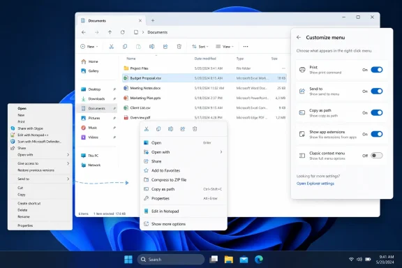 Thread 'Windows 11 File Explorer Tests Faster, Customizable Context Menu'