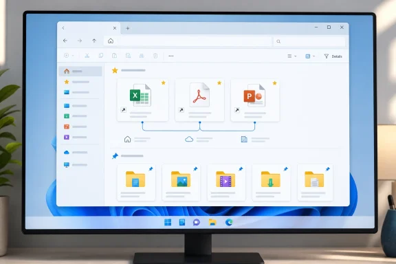 A desktop monitor displays a Windows file explorer with document and folder icons.