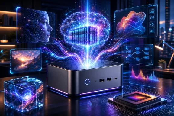 Futuristic AI workstation with a glowing computer, neural network, holographic interfaces, and colorful data visualizations. Futuristic AI workstation with a glowing computer, neural network, holographic interfaces, and colorful data visualizations.