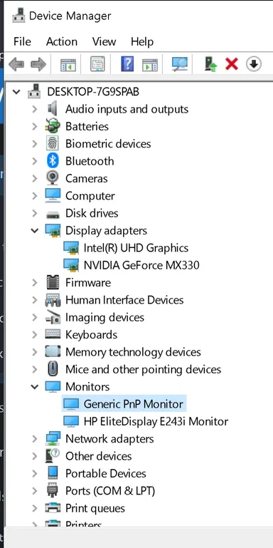 Device Manager Showing both adapters and monitors.webp