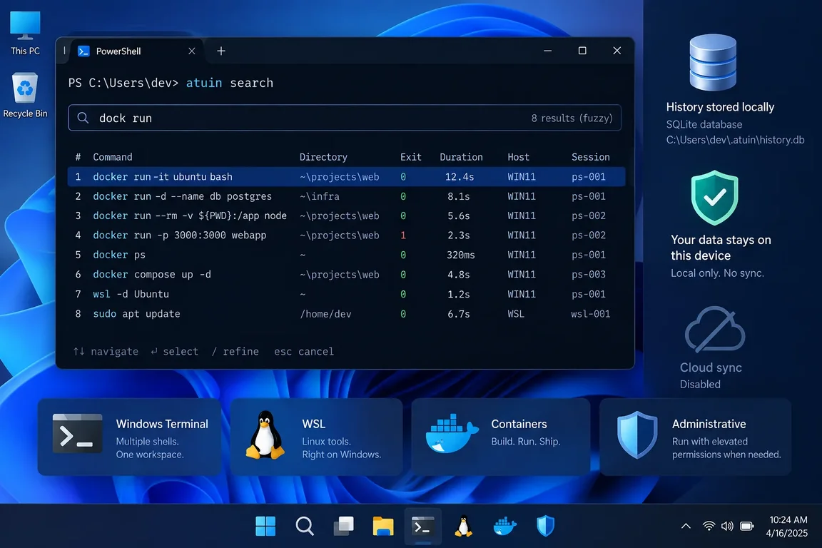 Atuin PowerShell History: Use Local Search, Avoid Sync Risks
