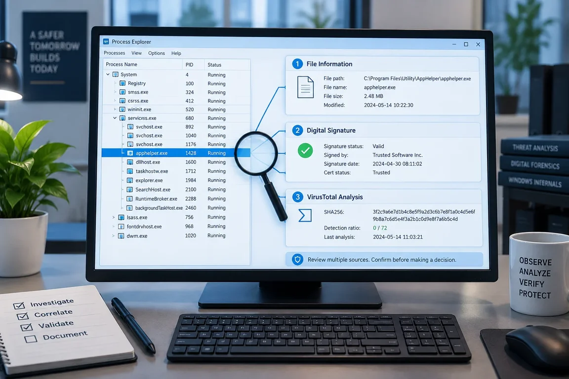 Security Tag Process Process Explorer 17.14: Check Processes by Path, Signer, VirusTotal