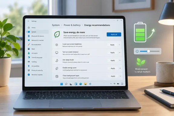 Windows 11 Energy Recommendations: Apply All Settings to Extend Laptop ...