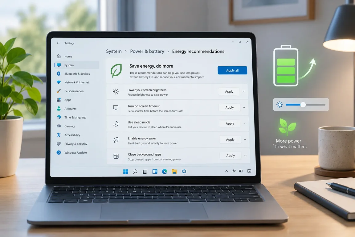 Windows 11 Energy Recommendations: Apply All Settings to Extend Laptop ...