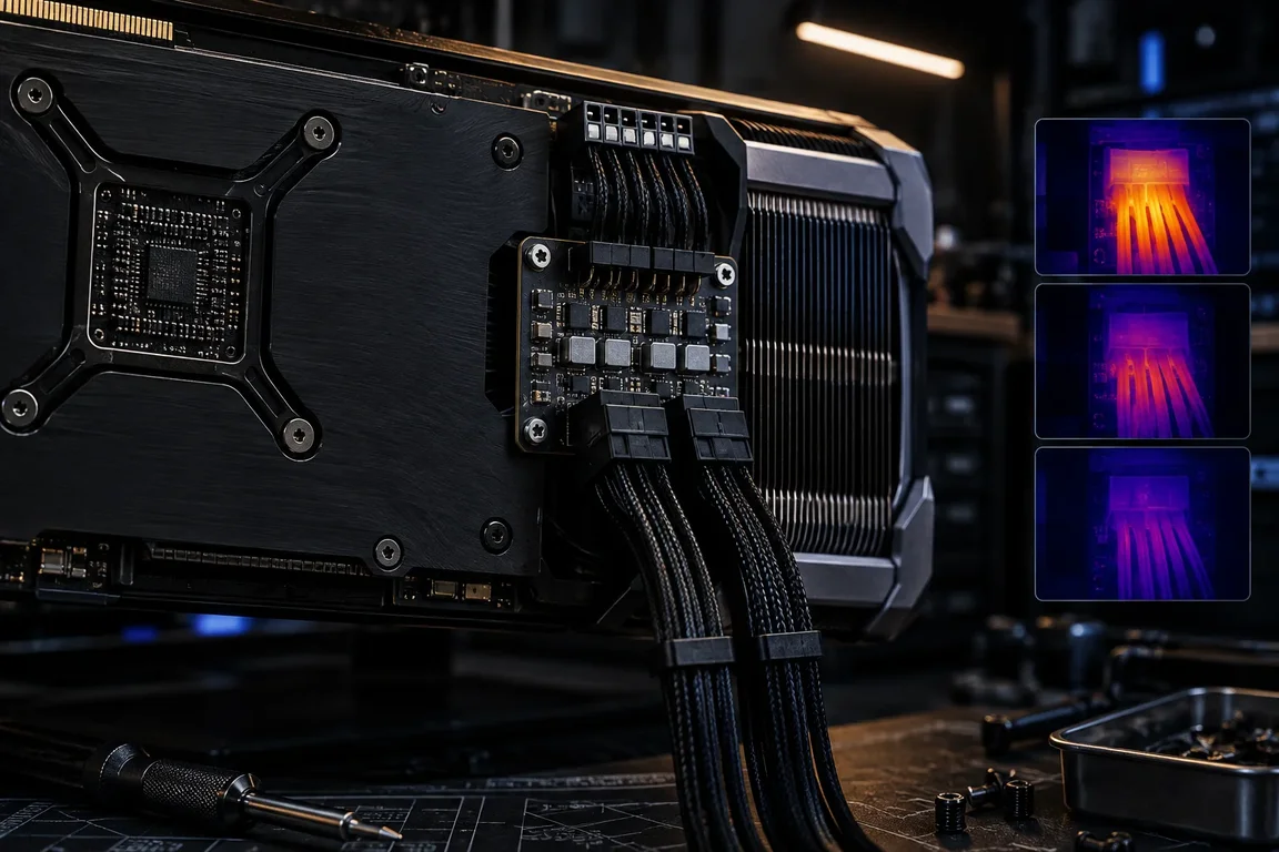 Pin Tag Notes RTX 5090 Power Mod Adds Dual 8-Pin Inputs to Cut 16-Pin Connector Heat