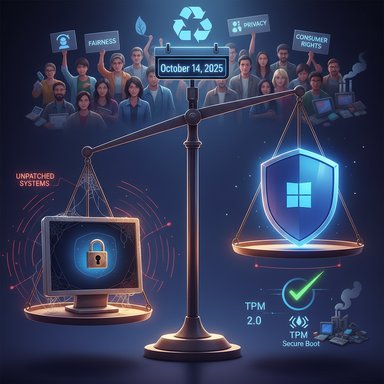 A scale pits unpatched systems against a Windows shield secured by TPM 2.0.