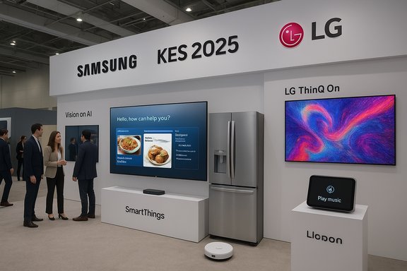 Samsung-LG booth at KES 2025 showcasing AI vision, SmartThings and smart appliances.