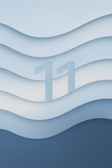 Abstract blue layered waves with a faint 11 at the center.