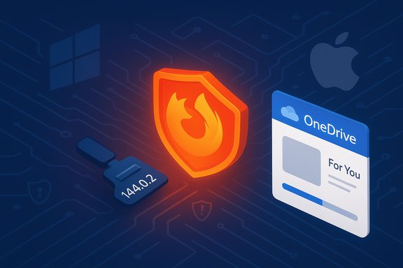 Fiery shield icon guarding cloud data (OneDrive) across platforms.