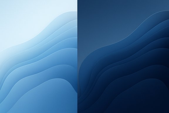 Split blue wallpaper with smooth, layered wave patterns in light and dark tones.
