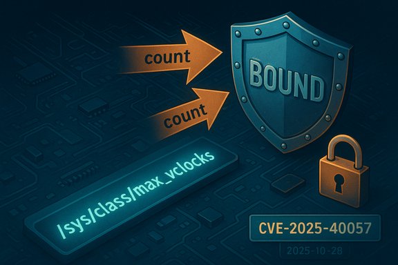 Security graphic showing a blue BOUND shield with 'count' arrows and CVE-2025-40057.