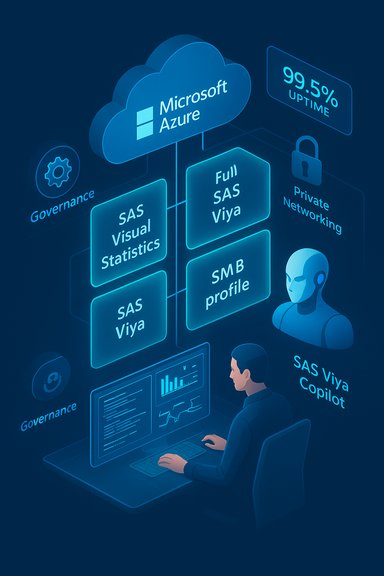 Microsoft Azure cloud analytics with SAS Viya tools, governance, and dashboards.