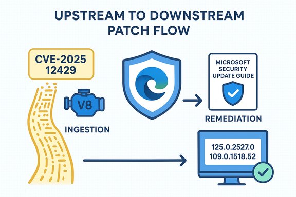 Upstream-to-downstream patch flow: CVE-2025-12429 ingested, shielded, and remediated.