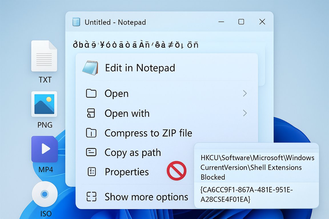 Hide Edit in Notepad from Windows 11 context menu with a registry tweak ...