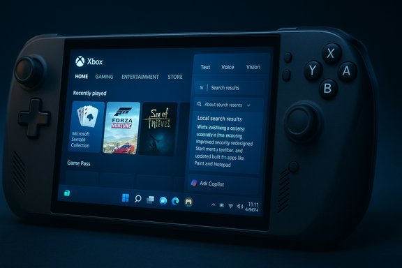 A handheld gaming console displaying the Xbox home screen with recently played games.