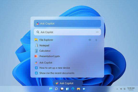 Windows 11-style desktop with the Copilot panel and app shortcuts.