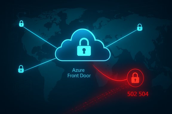 Azure Front Door cloud security with global locks and a 502/504 error.