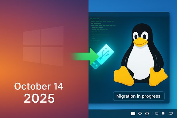 Windows-to-Linux migration in progress (October 14, 2025).
