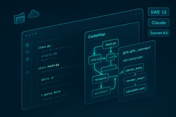 A futuristic CodeMap diagram illustrating Python modules and their data flow.