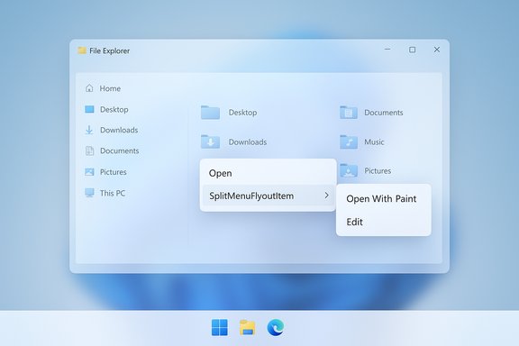 A floating File Explorer window with rounded corners over a soft blue gradient background.