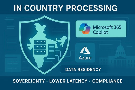 In-country data processing poster emphasizing data residency and sovereignty with Azure and Microsoft 365 Copilot.