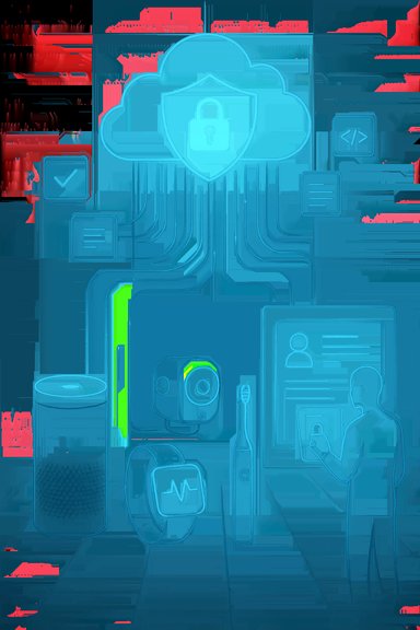 Cloud security shield with data flowing to connected smart devices.