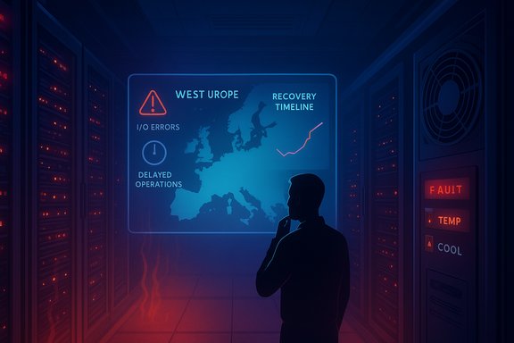 A silhouetted analyst studies a recovery timeline on a blue display in a data center.