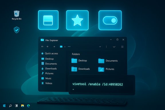 Neon blue Windows desktop featuring a File Explorer window and a terminal command overlay.