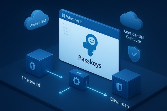 Windows 11 Passkeys enable passwordless login across 1Password and Bitwarden.