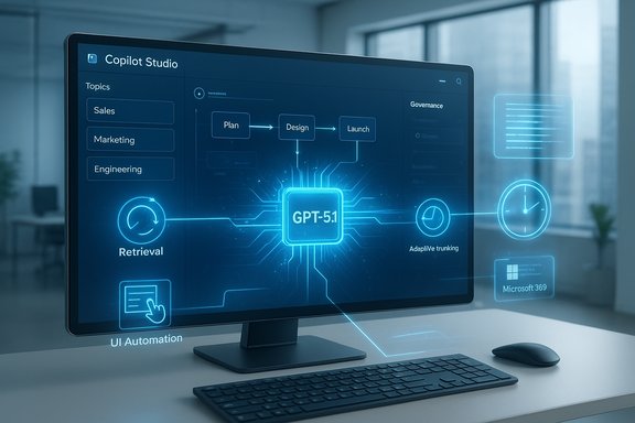 Futuristic GPT-5.1 AI development dashboard with plan-design-launch workflow and holographic UI.