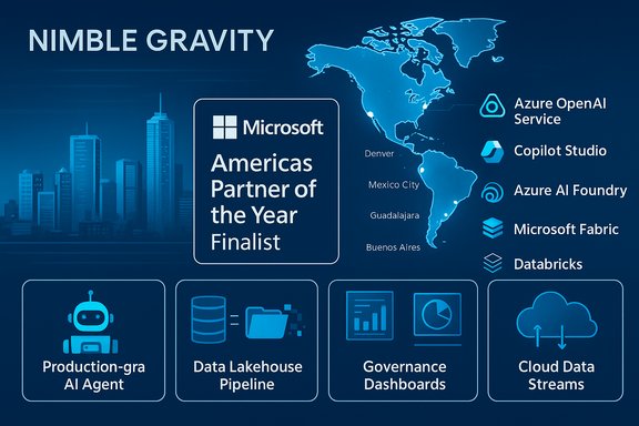Nimble Gravity is a Microsoft Americas Partner of the Year Finalist showcasing cloud and AI data platforms.