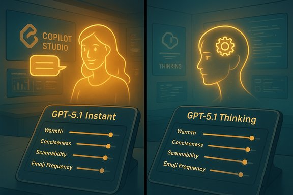 Split-screen: GPT-5.1 Instant (left) vs GPT-5.1 Thinking (right) with warmth, conciseness, and other sliders. Split-screen: GPT-5.1 Instant (left) vs GPT-5.1 Thinking (right) with warmth, conciseness, and other sliders.