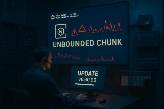Tech in a server room monitors a display showing Unbounded Chunk and update v6.60.00.