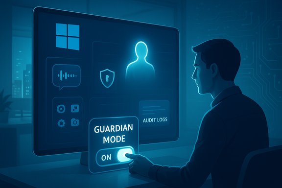 Person enables Guardian Mode on a security dashboard with audit logs.