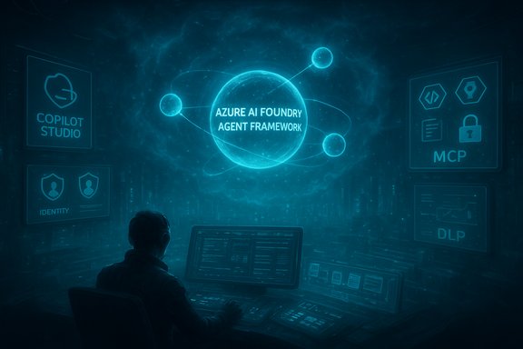 A technician at a high-tech console views a blue holographic display of the Azure AI Foundry Agent Framework. A technician at a high-tech console views a blue holographic display of the Azure AI Foundry Agent Framework.