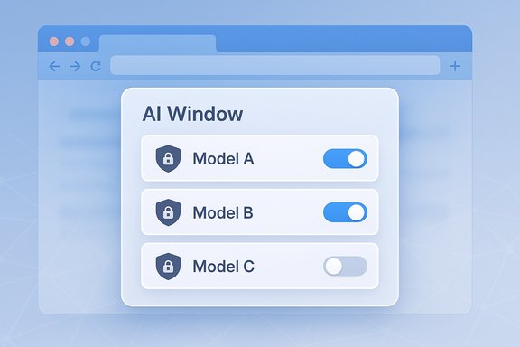 AI Window interface with three model toggles—Model A and B on, Model C off.