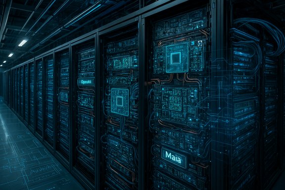 Rows of glowing blue server racks in a high-tech data center.