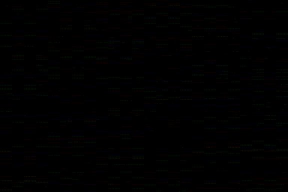 Black background dotted with numerous faint, colored horizontal lines.