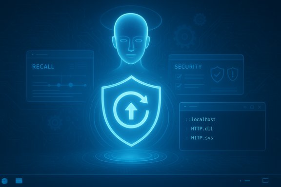 Neon blue security concept with a shield and upload arrow, surrounded by digital UI panels.
