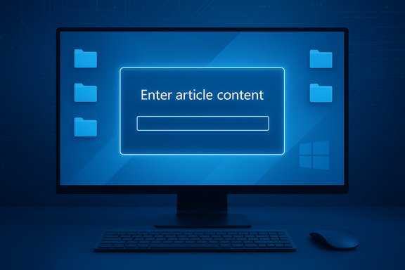Blue-lit computer screen shows a glowing form to enter article content.