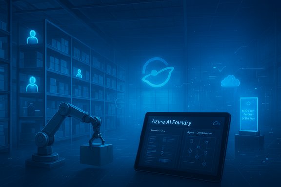Azure AI Foundry in a futuristic warehouse with a robotic arm.