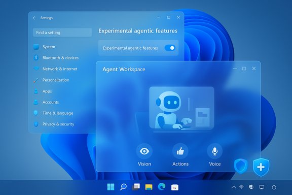 Windows-like settings screen showing Experimental agentic features and Agent Workspace.