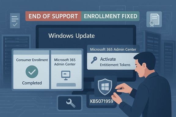 IT professional updates Windows Update dashboard as end-of-support enrollment is fixed.