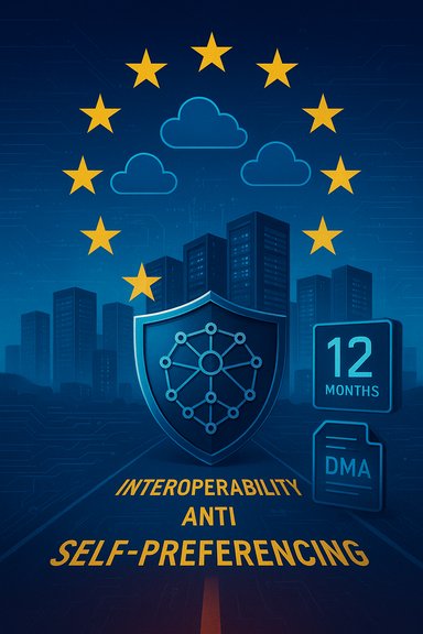 EU-themed poster promoting interoperability to counter self-preferencing under the DMA.